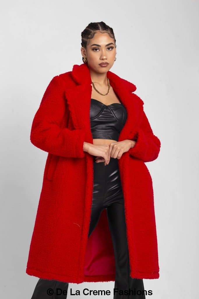 Jackie Double Breasted Borg Teddy Midi Coat - My Store