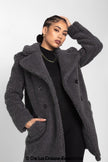 Janine Double Breasted Borg Teddy Coat - My Store