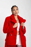 Janine Double Breasted Borg Teddy Coat - My Store