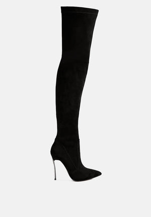 Jaynetts Stretch Suede Micro High Knee Boots - My Store