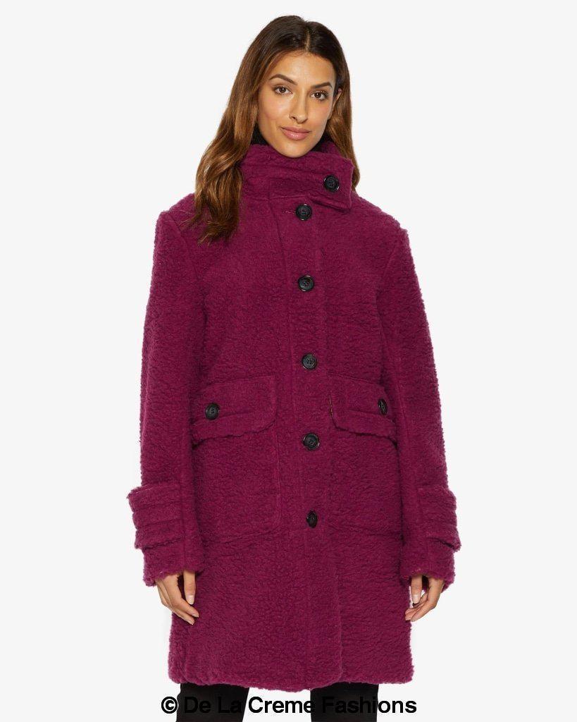 Julie High Neck Borg Teddy Coat - My Store