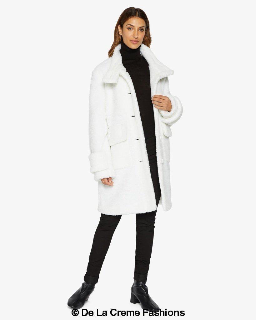 Julie High Neck Borg Teddy Coat - My Store