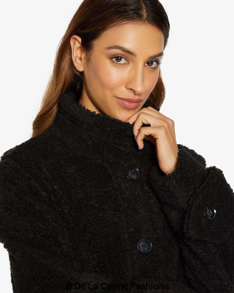 Julie High Neck Borg Teddy Coat - My Store