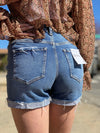 ZENANA DISTRESSED CUFFED RAW HEM DENIM SHORTS - My Store