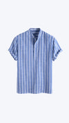 Blue Short Sleeves Striped Shirt - My Store