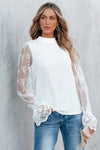 White Blouse with Contrast Lace - My Store