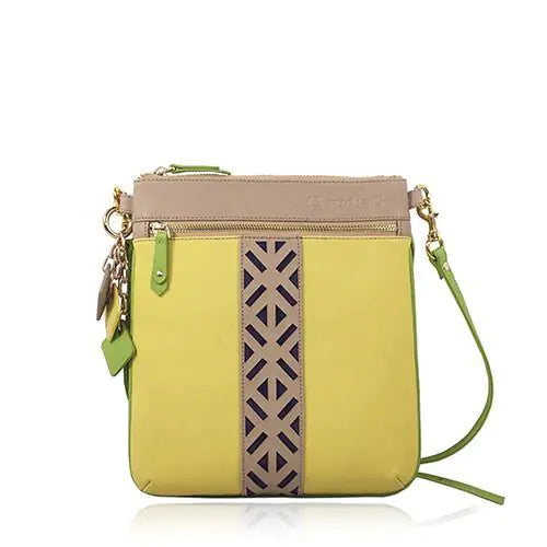 Lily Leather Cross Body- Tan/Canary Yellow - My Store