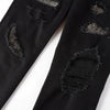 Men's Crystal Rhinestone Patchwork Ripped Skinny Jeans - My Store