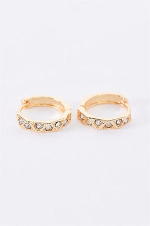 Gold Rhinestone Tiny Huggie Earrings - My Store