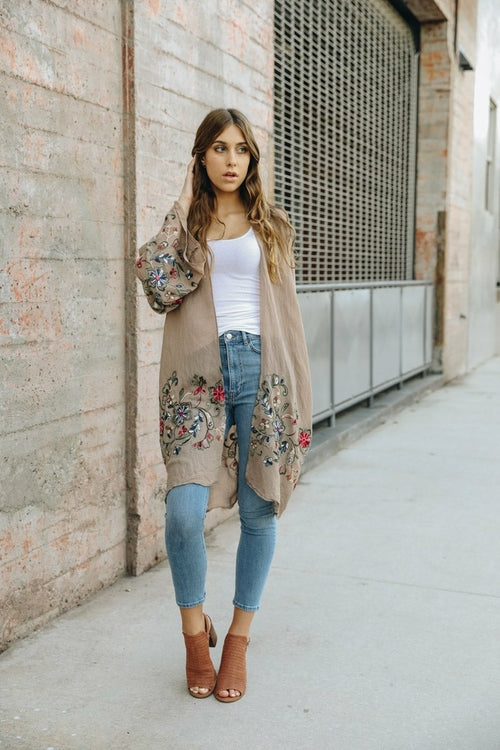 Long Floral Kimono Cardigan - My Store