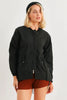 Black Two Way Zipper Drawstring Waist & Hem Coach Jacket /4-2 - My Store