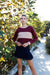 Burgundy Colorblock Long Sleeve Crop Top Sweatshirt /2-2-2