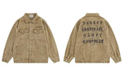 Vintage Denim Streetwear Letter Print Jacket