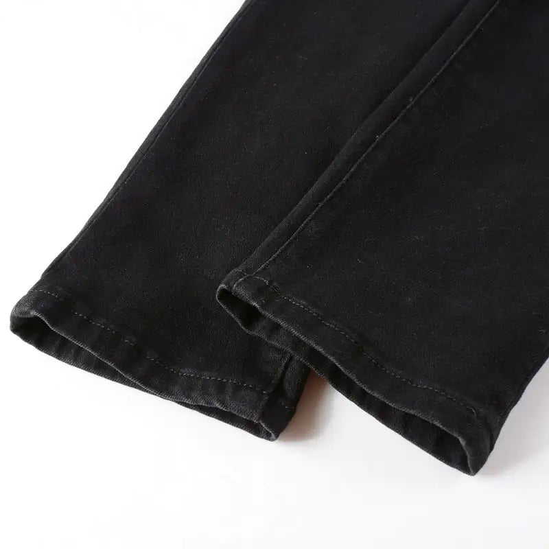 Black Distressed Patchwork Slim Fit Jeans - My Store