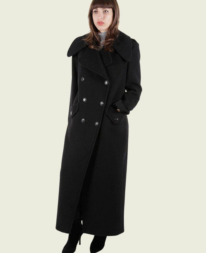 MARQUETTA - Womens Double Breasted Wool & Cashmere Blend Long Coat - My Store