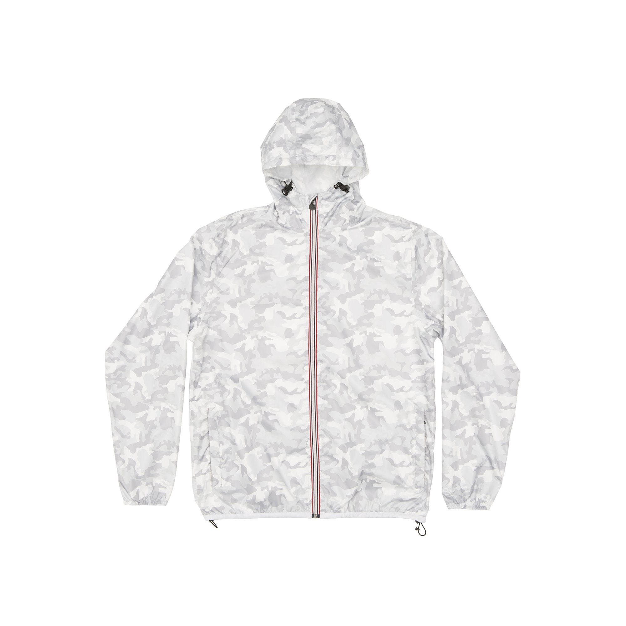 White camo full zip packable rain jacket and windbreaker - My Store