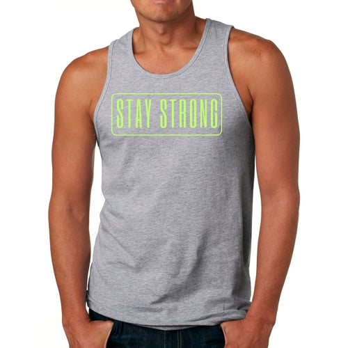 Mens Fitness Tank Top Graphic T-shirt Stay Strong Neon Print - My Store