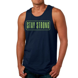 Mens Fitness Tank Top Graphic T-shirt Stay Strong Neon Print - My Store