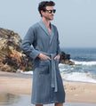 Men's Full Length Lightweight Waffle Spa Robe with Shawl Collar - My Store