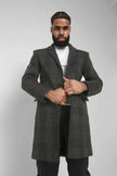 Mens Single Breasted Check Design Overcoat - My Store