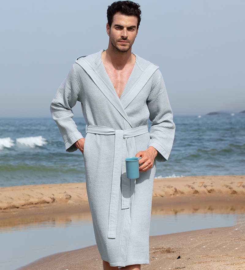 Men's Hooded Turkish Cotton Waffle Robe - My Store