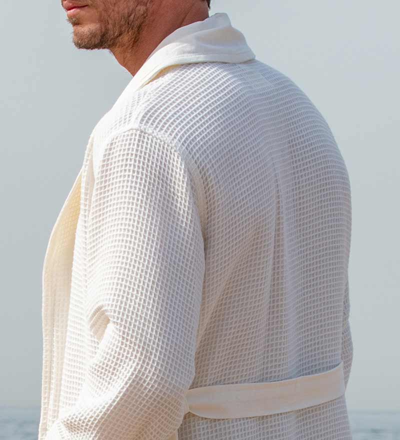 Men's Full Length Lightweight Waffle Spa Robe with Shawl Collar - My Store