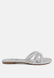 Mezzie Diamante Embellished Flat Sandals - My Store