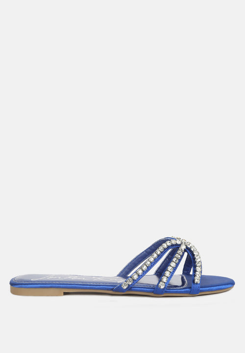 Mezzie Diamante Embellished Flat Sandals - My Store