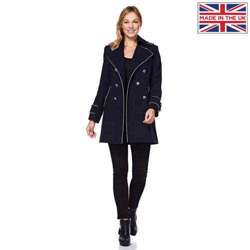 Military Coat with Contrast Buttons (C10215) - My Store