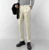 Lightly Mature Woolen Pants: Straight Slim Fit Cropped