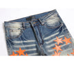 High Street Orange Star Embroidery Jeans - My Store