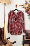 Girls Oversize Hooded Checkered Pearl Detail Shirt Top - My Store