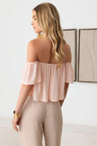 Lined Short Sleeve Off Shoulder Flowy Top - My Store