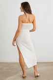 Ivory Strapless Side Slit O-Ring Midi Dress - My Store