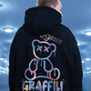 High Street Graffiti Bear Print Men's Fleece Hoodie - My Store