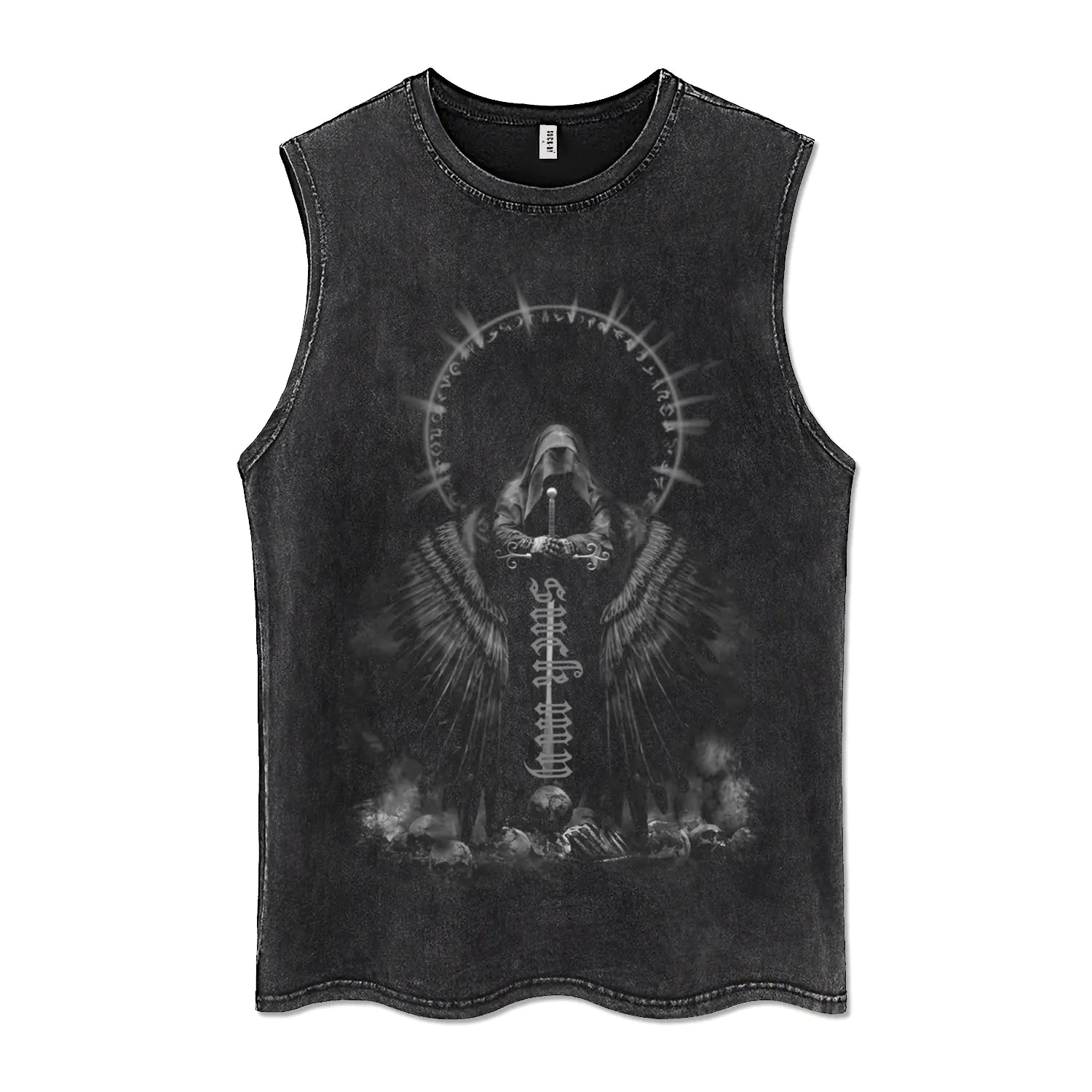 Heavy washing trend sleeveless T-shirt - My Store