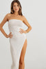 Ivory Strapless Side Slit O-Ring Midi Dress - My Store