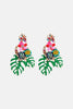 Leaf & Flower Shape Zinc Alloy Dangle Earrings