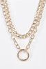 Gold Two Massive Chain Clasp Pendant Necklace