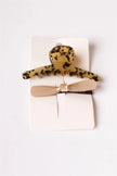 2pcs Cheetah Butterfly Clip With Icy Pink Bow Barrette - My Store