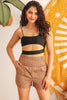 Mocha High Waist Two Pocket Shorts - My Store