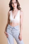 Padded Plunge Alencon Lace Bralette - My Store