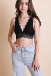 Padded Plunge Alencon Lace Bralette - My Store