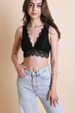 Padded Plunge Alencon Lace Bralette - My Store