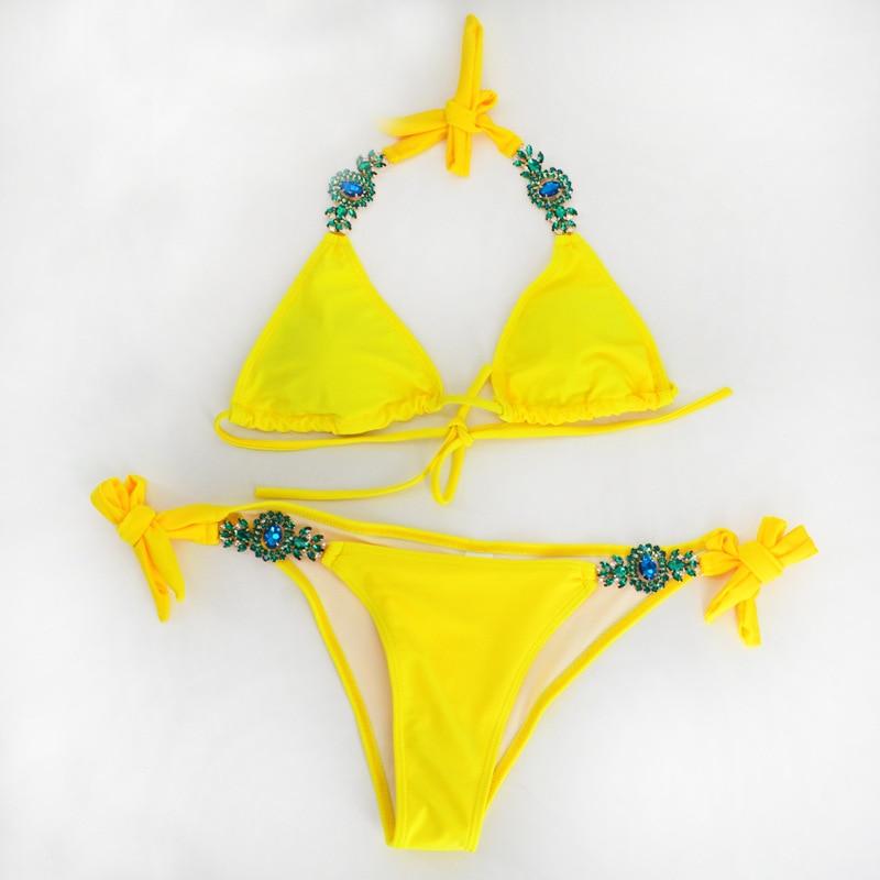 Jeweled Bikini Crochet Jewelry Bikini Set two pieces Swimsuit Crystal - My Store