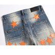 High Street Orange Star Embroidery Jeans - My Store