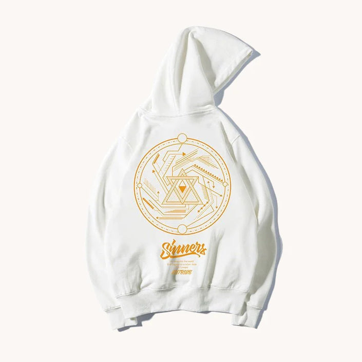 Graphic Hoodie with Irregular Circular Design - My Store