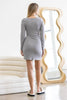 Grey Ribbed Self-Tie Cut-Out Detail Mini Dress /3-2-1 - My Store