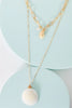 Gold Double Thick & Thin Chain Ivory Real & Gold Faux Shell Necklace - My Store