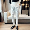 Autumn Winter Pantalones Hombre High Waist Waffle Business Casual Suit Pants for Men - My Store